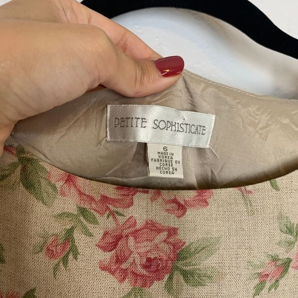 Vintage Floral Maxi Dress Linen Blend Sleeveless - Picture 6 of 10